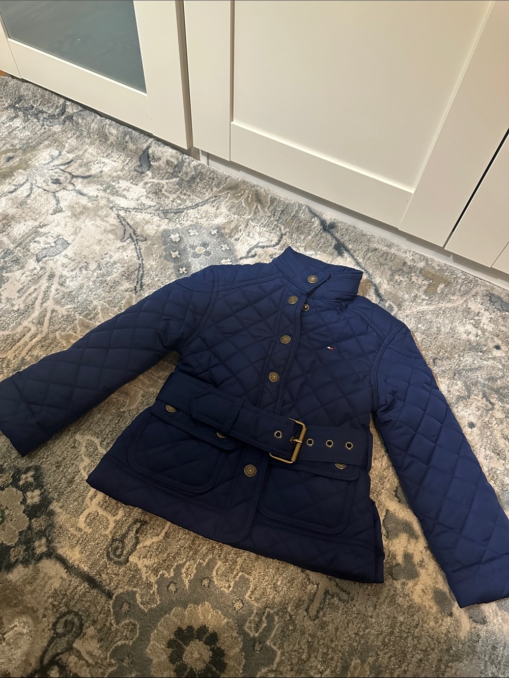 Tommy Hilfiger Navy Quilted Belted Puffer Jacket